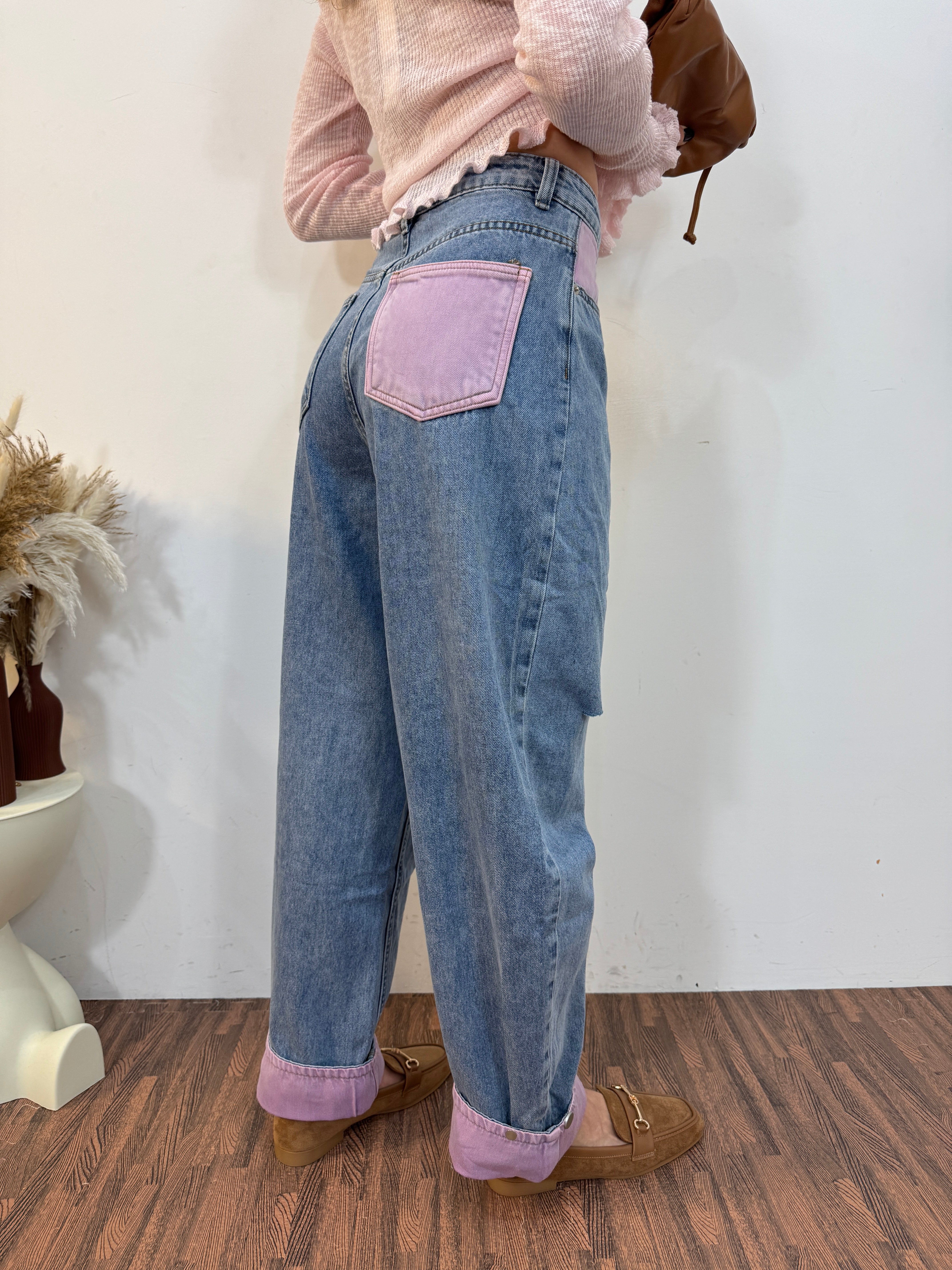 Jeans tasca rosa