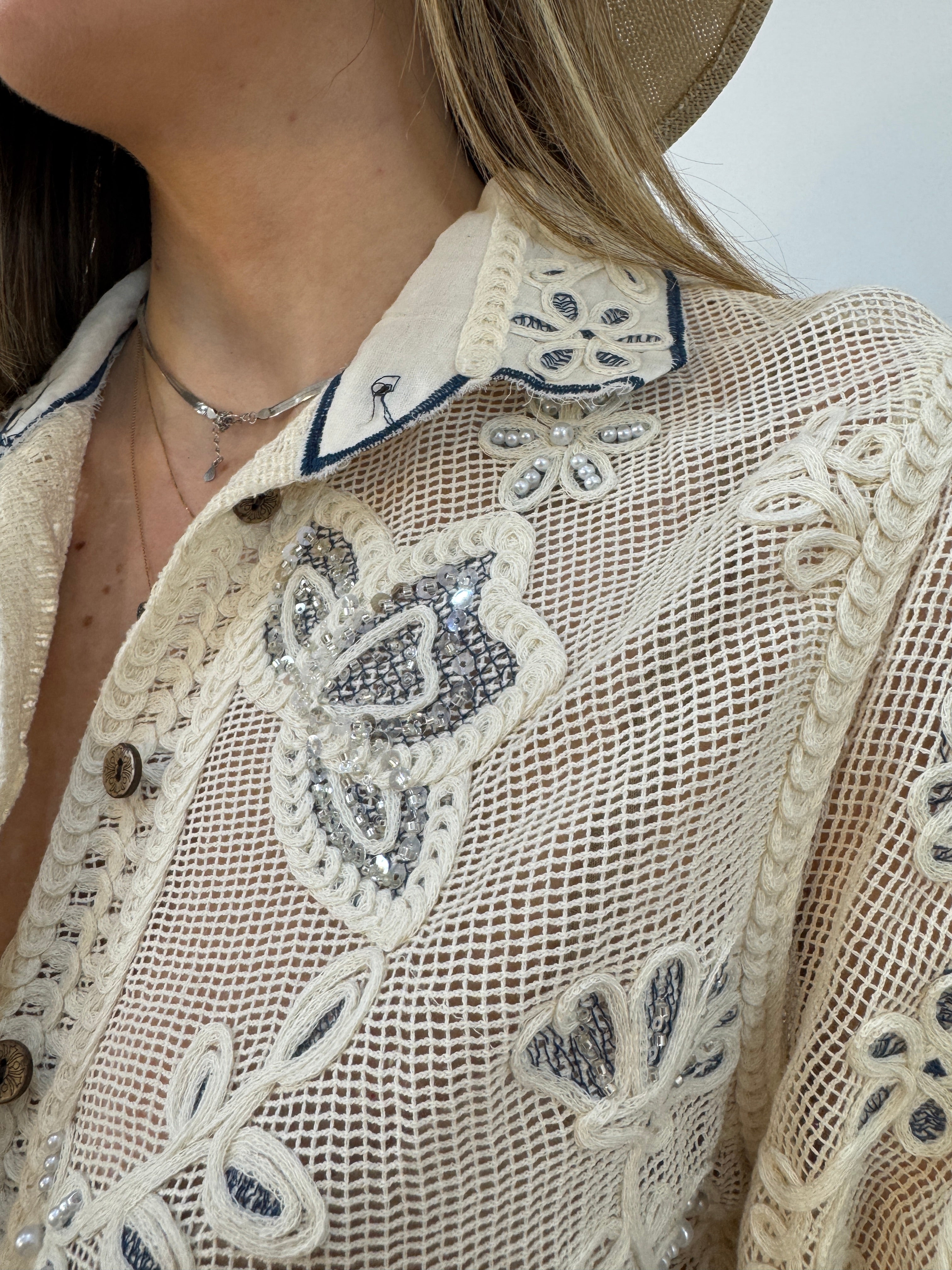 Cardigan Fiore Blu