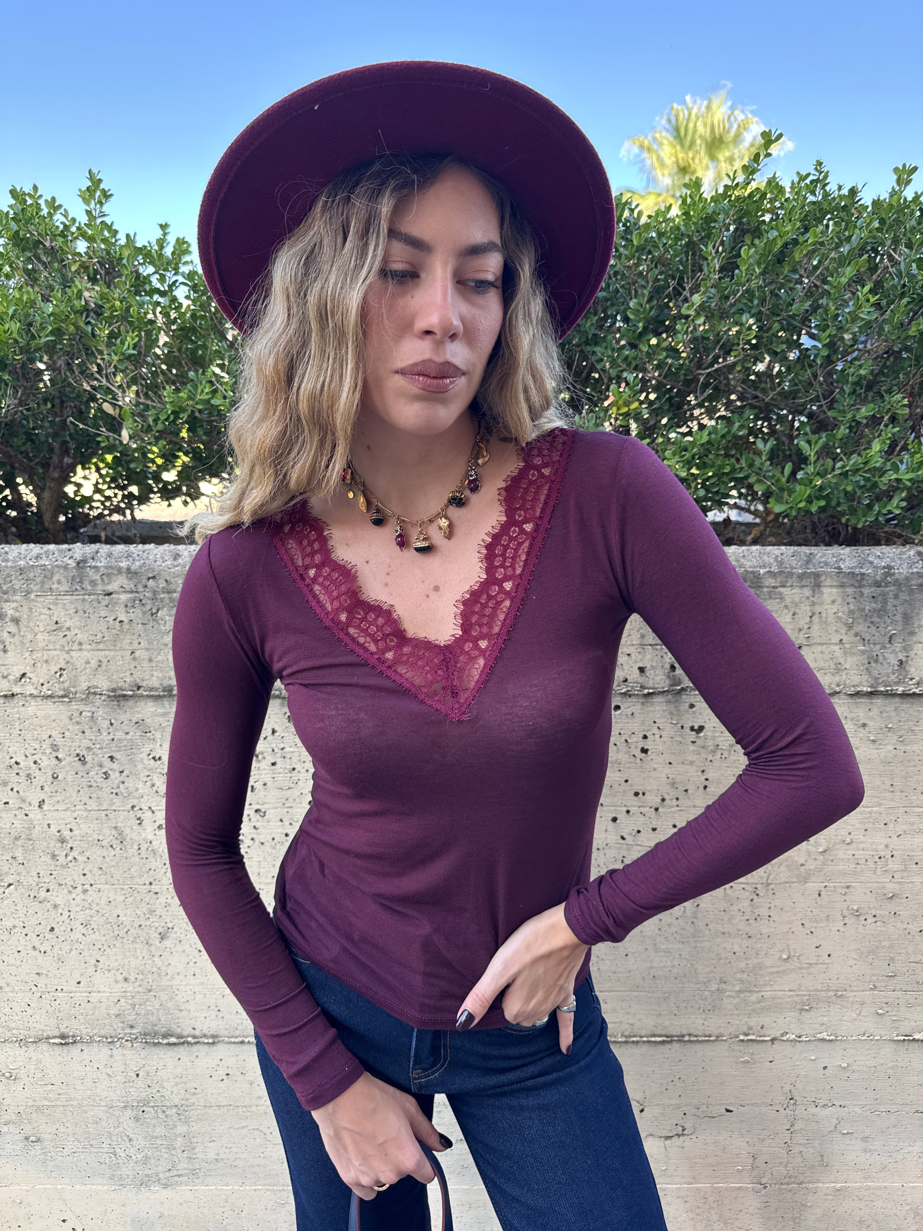 Maglia sottogiacca con pizzo