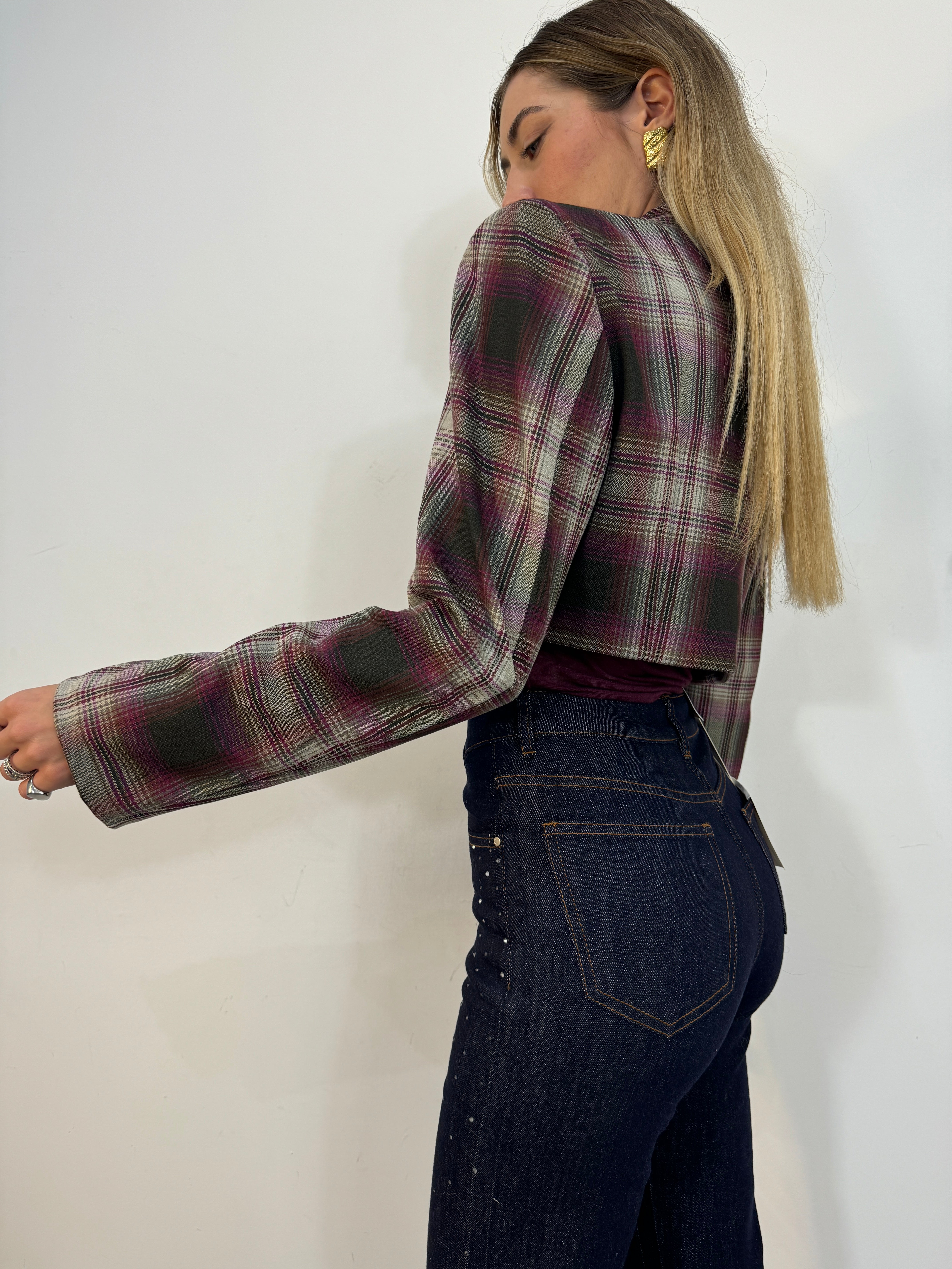 Giacca Crop tartan