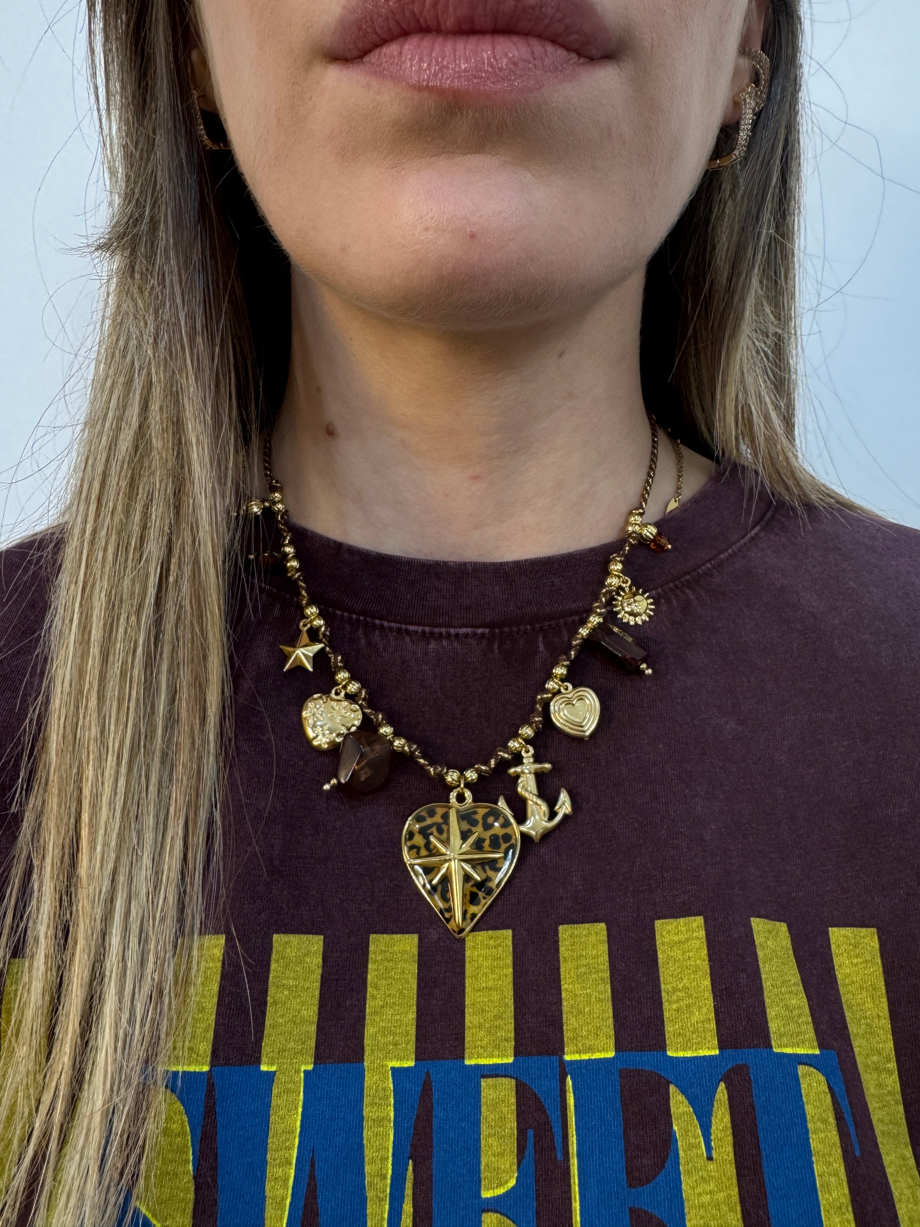 Collana cuore leopard